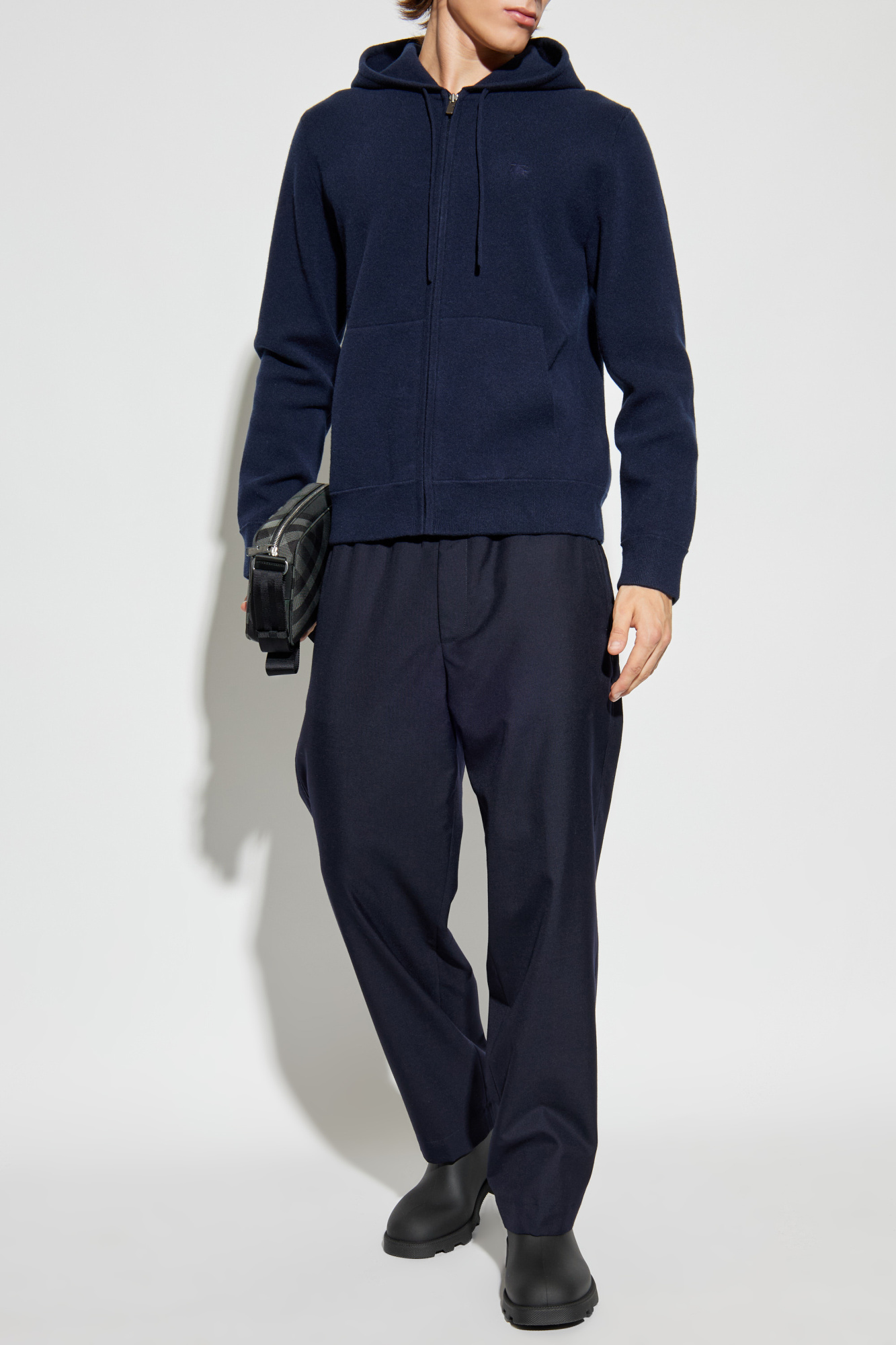 Navy blue Cashmere cardigan with hood Burberry - Vitkac AS